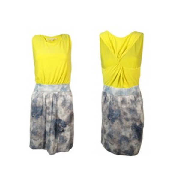 Rachel Roy Yellow Blue Sequin Twist Back Dress 6 - Picture 2 of 9